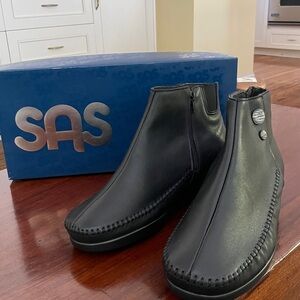 SAS Black Ankle Booties with Button Detail